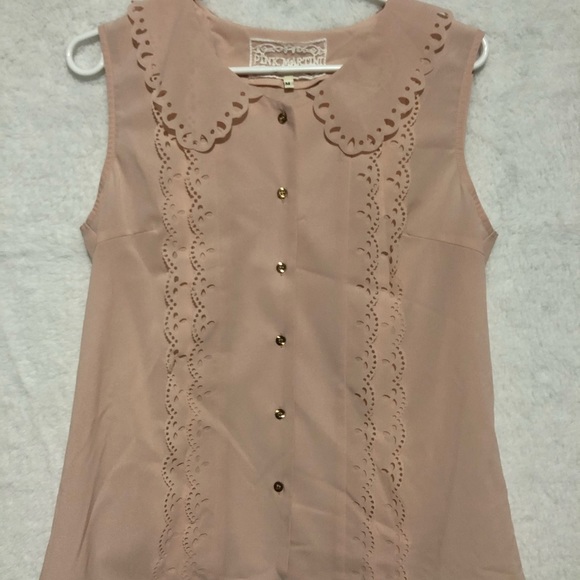 Pink Martini Tops - Pink Martini laser-cut sleeveless blouse